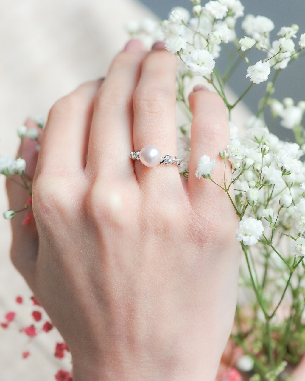 Bague perle rose en argent 925 La Vie en Rose