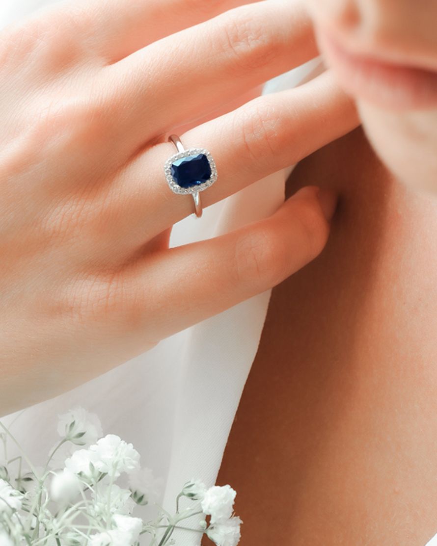 Bague Saphir Tradition en argent 925, taille émeraude