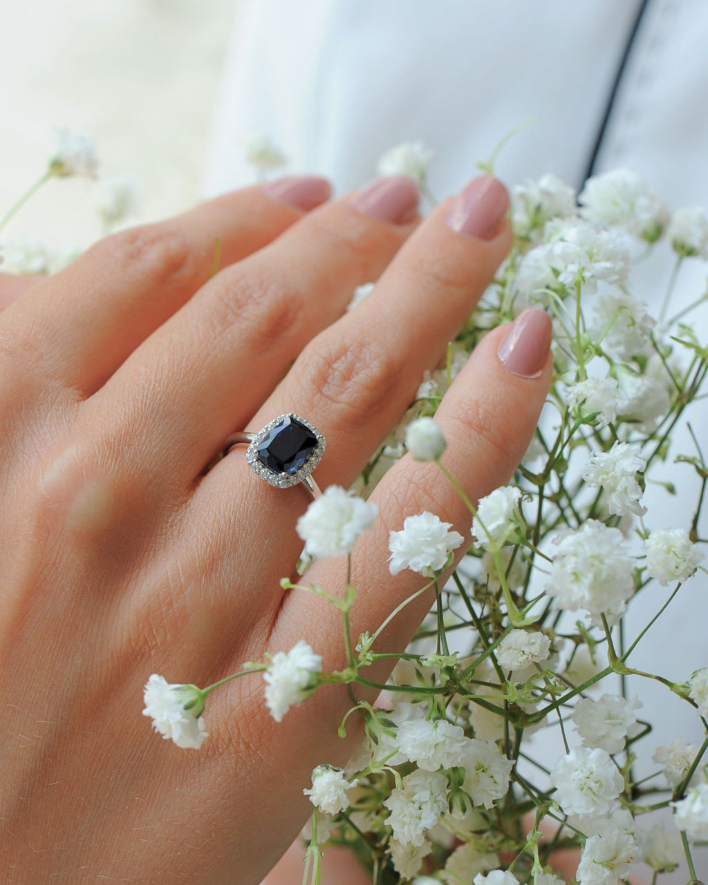Bague Saphir Tradition en argent 925, taille émeraude