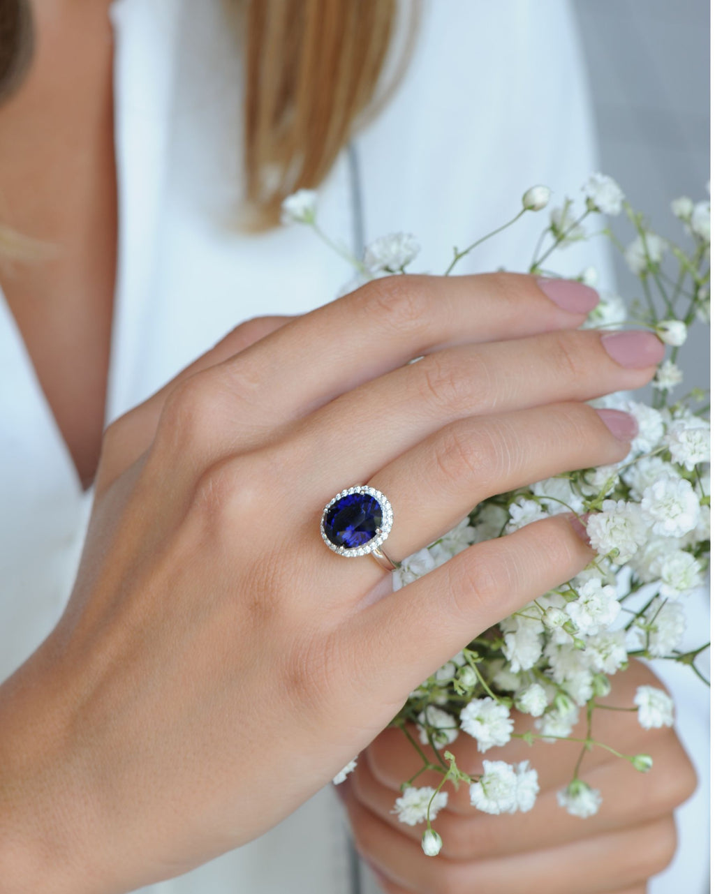 Bague Saphir Tradition en argent 925 rhodié