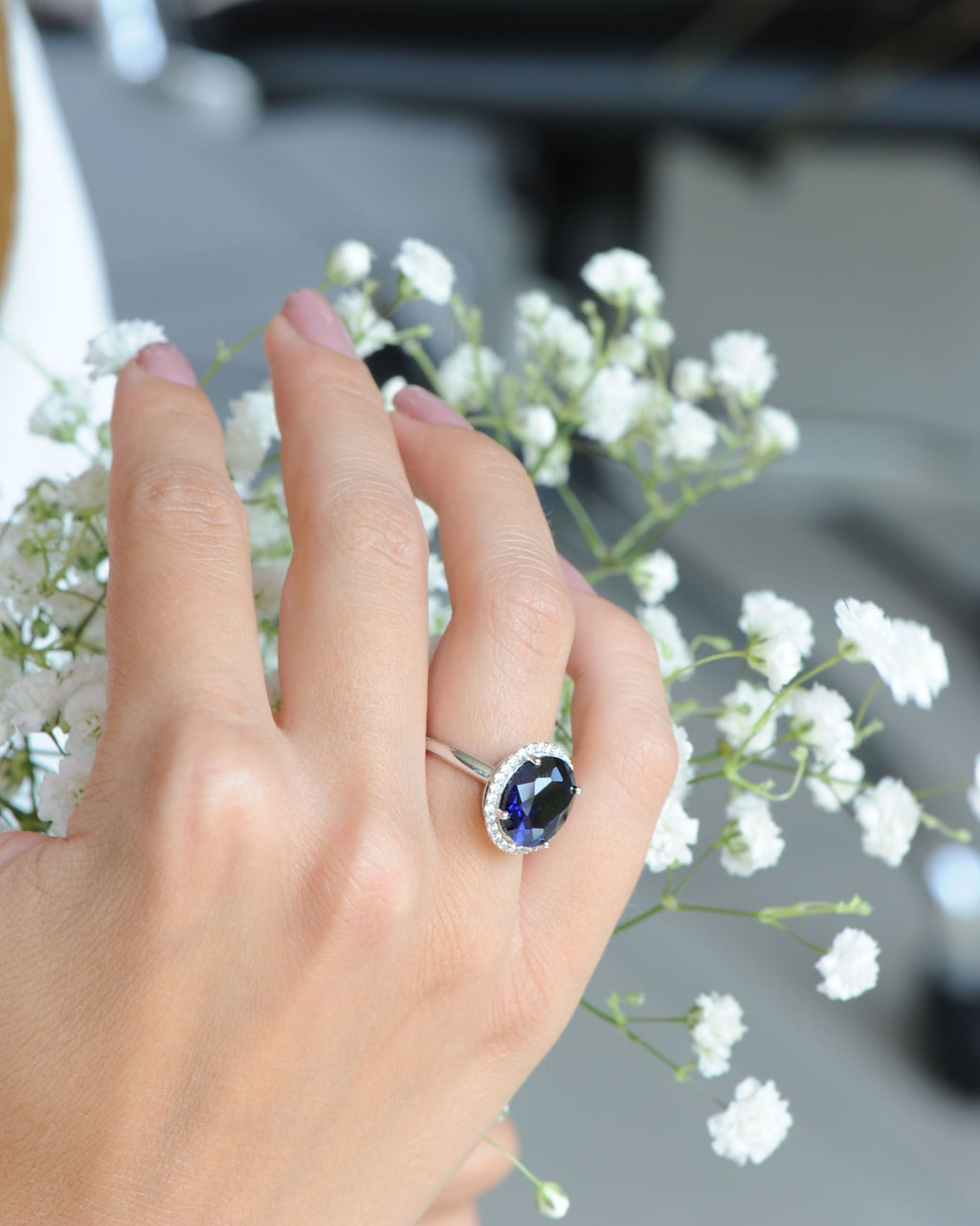 Bague Saphir Tradition en argent 925 rhodié