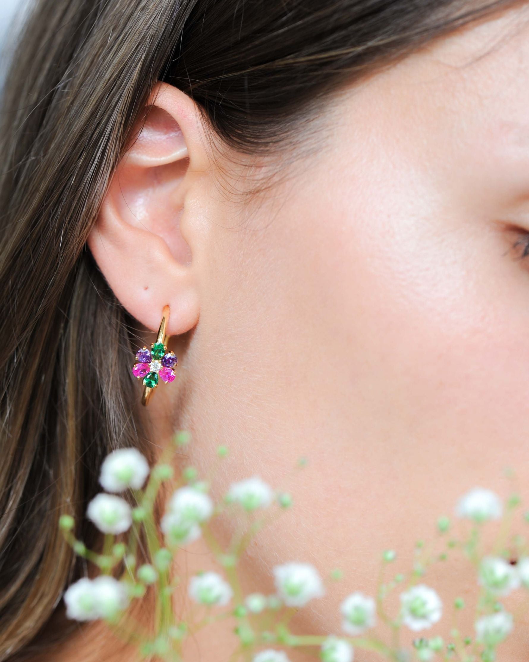 Boucles créoles Flora en argent 925 doré