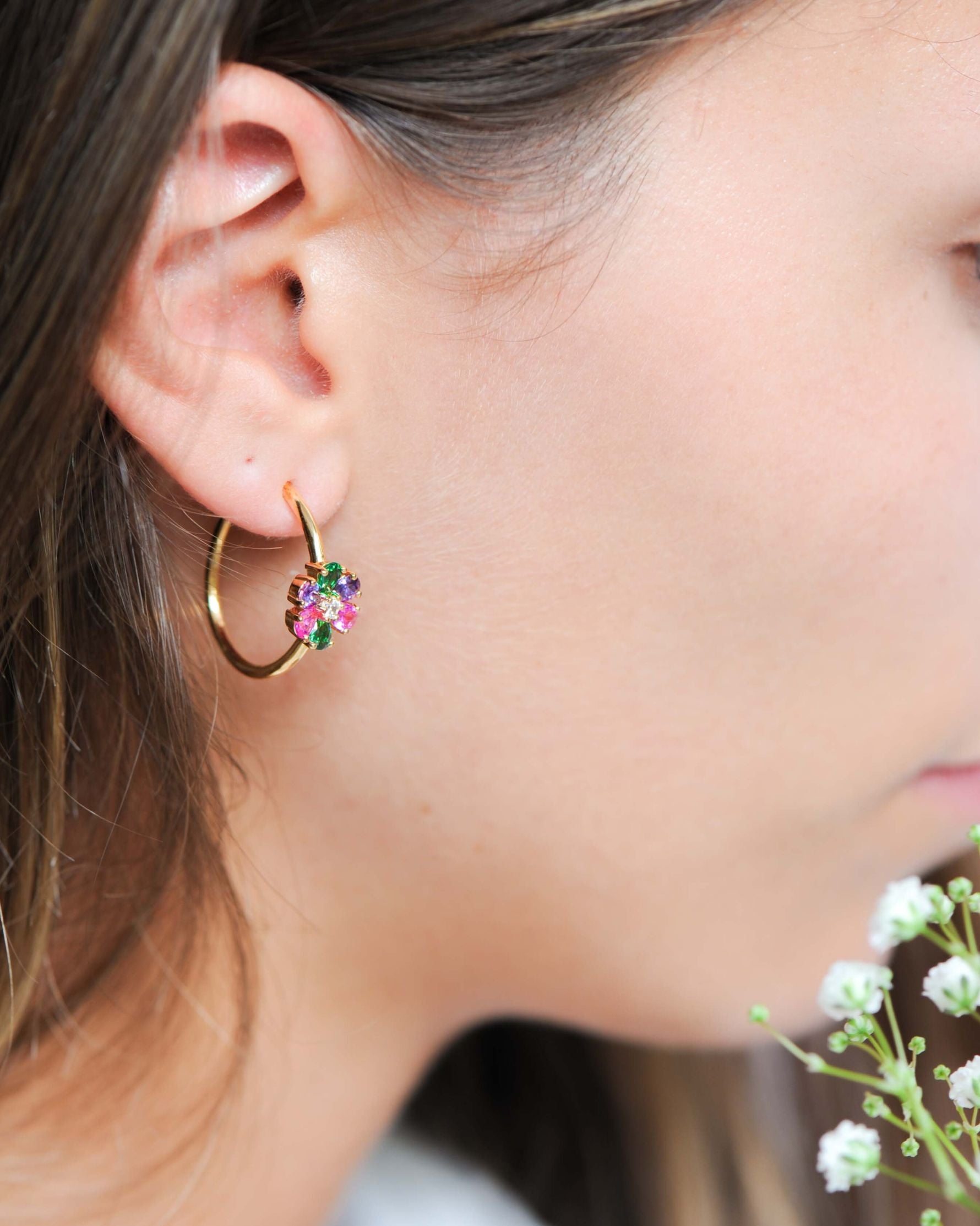 Boucles créoles Flora en argent 925 doré