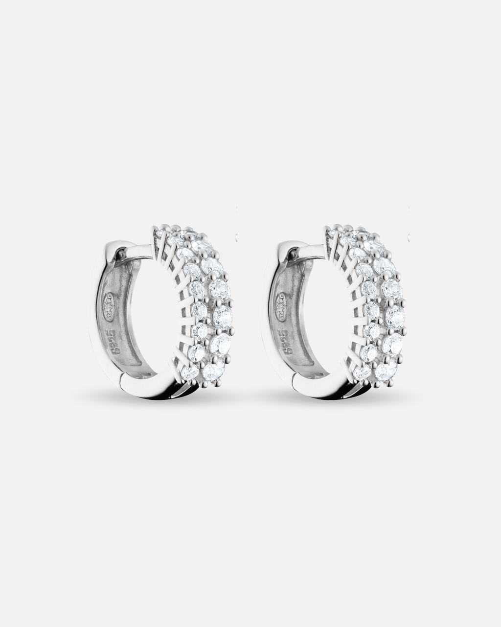 Tradition hoop earrings – 925 silver, 2 rows of zirconium