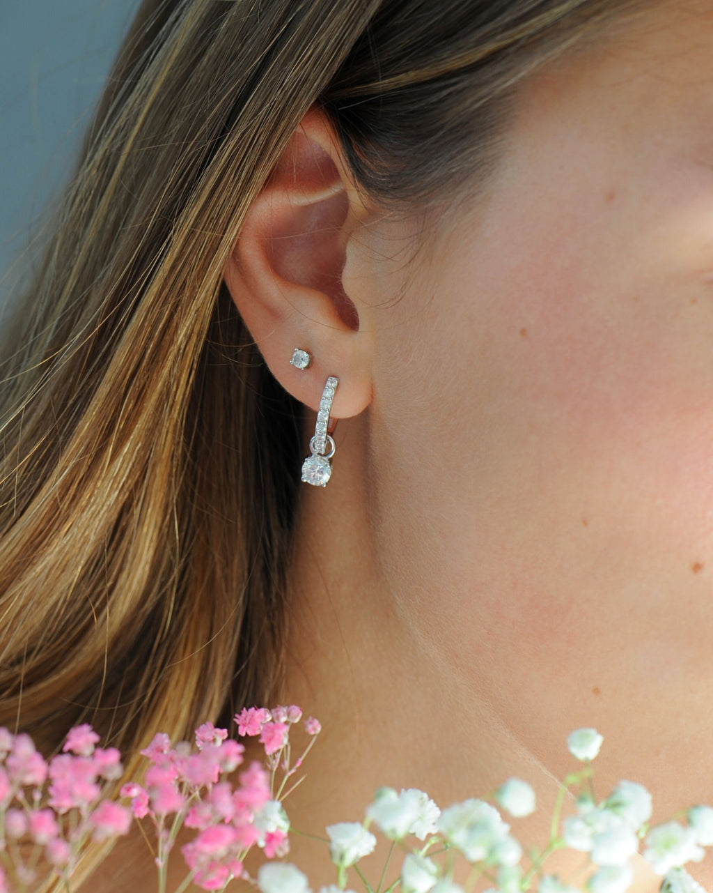 Boucles d’oreilles créoles Tradition en argent 925, zirconium brillant
