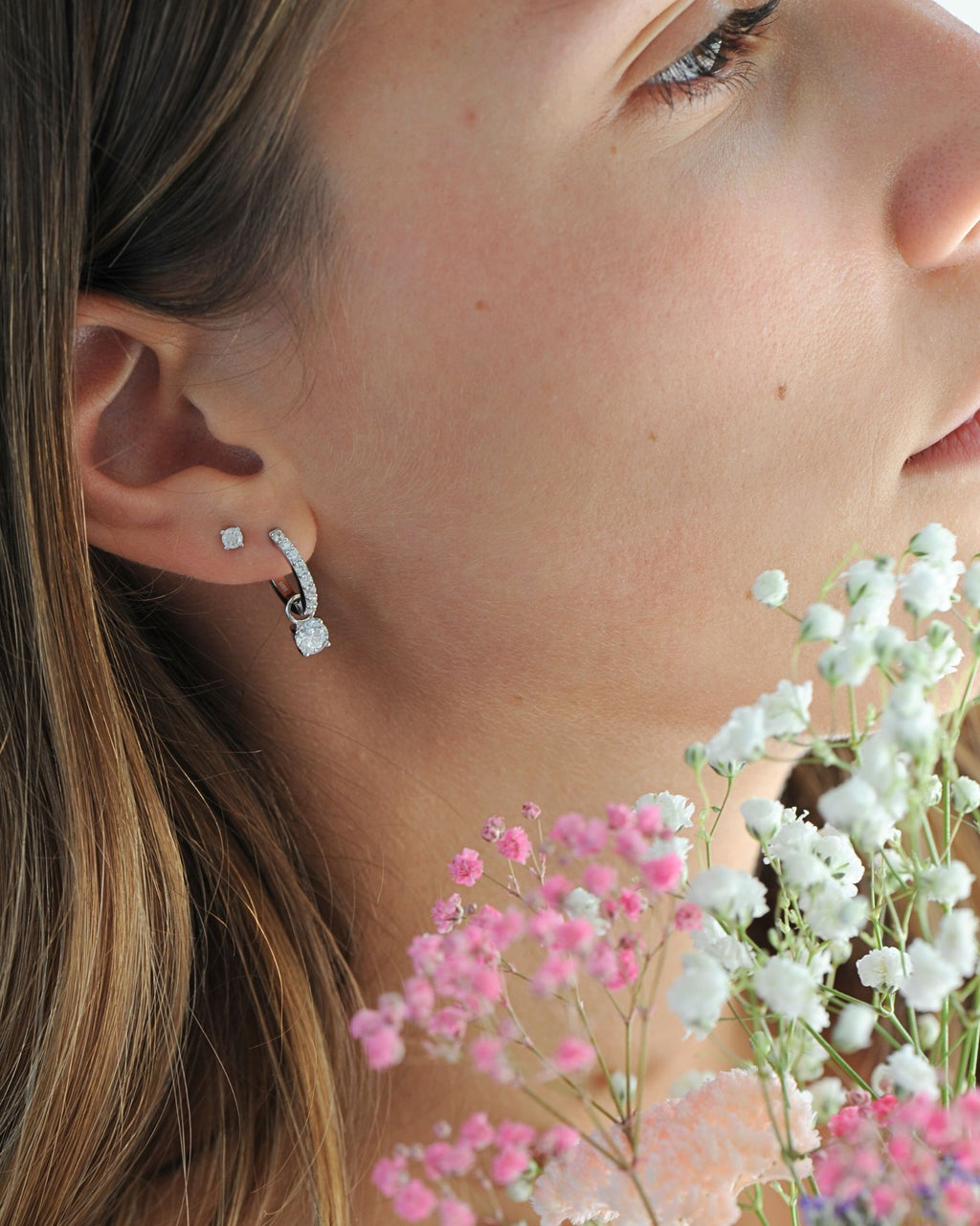 Boucles d’oreilles créoles Tradition en argent 925, zirconium brillant