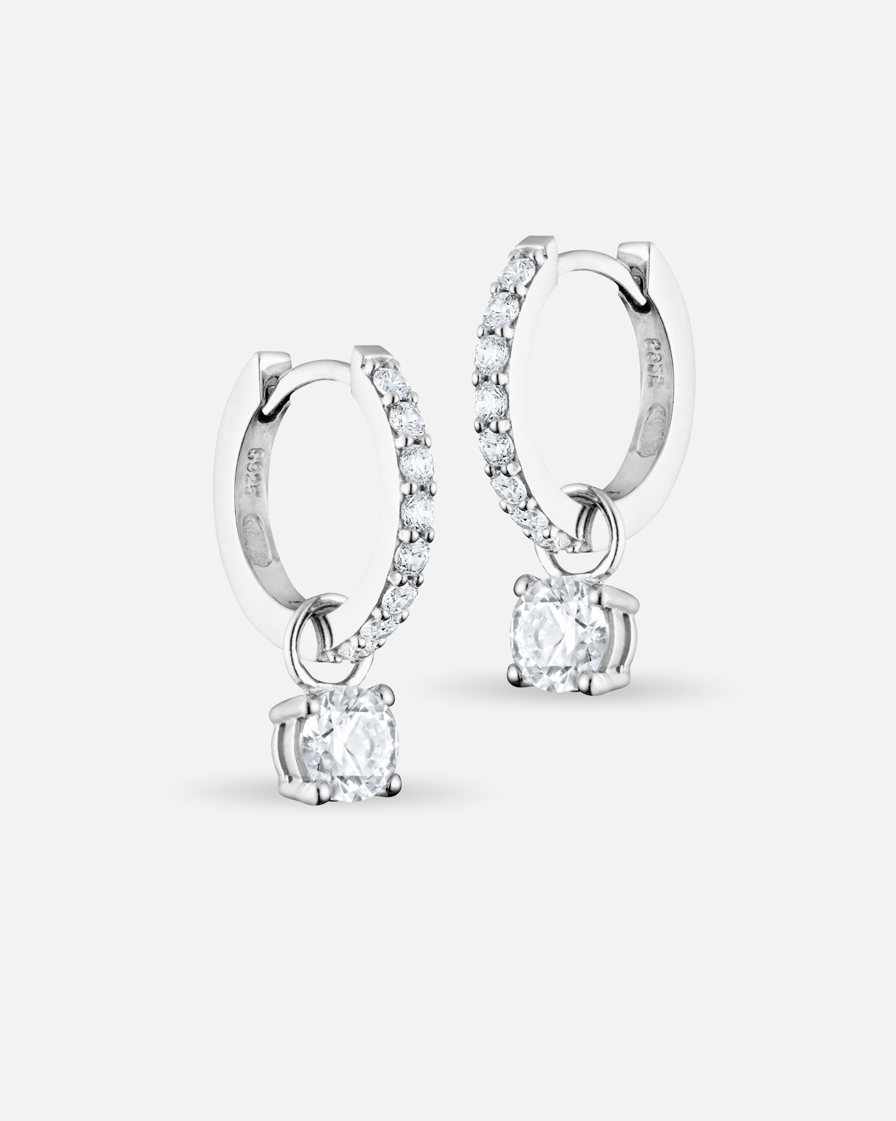 Tradition hoop earrings – 925 silver, shiny zirconium