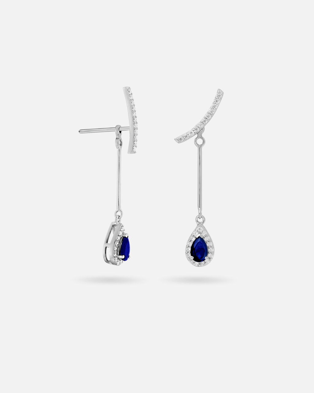 Sapphire Ear Jacket Earrings – 925 Silver, 2 in 1 elegant