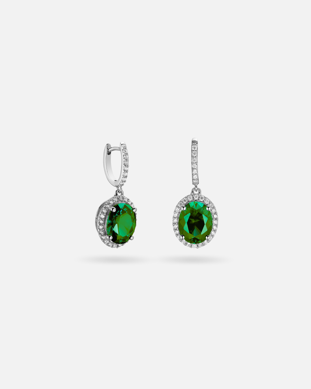 Emerald Hoop Earrings – 925 Silver
