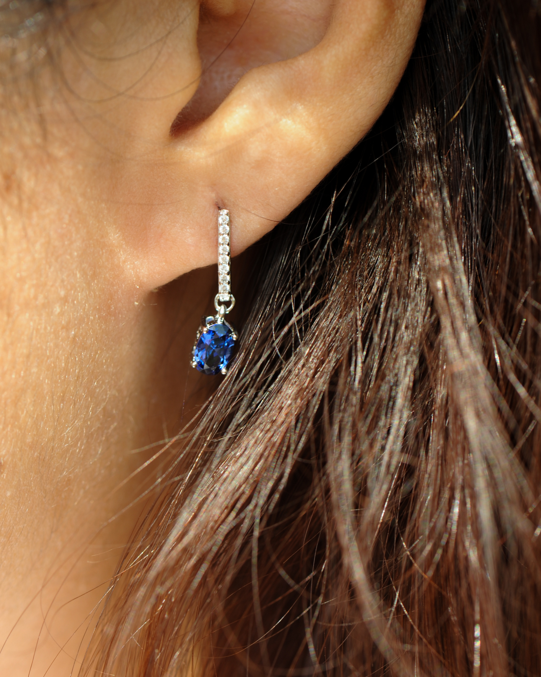 Boucles pendantes Saphir Tradition en argent 925