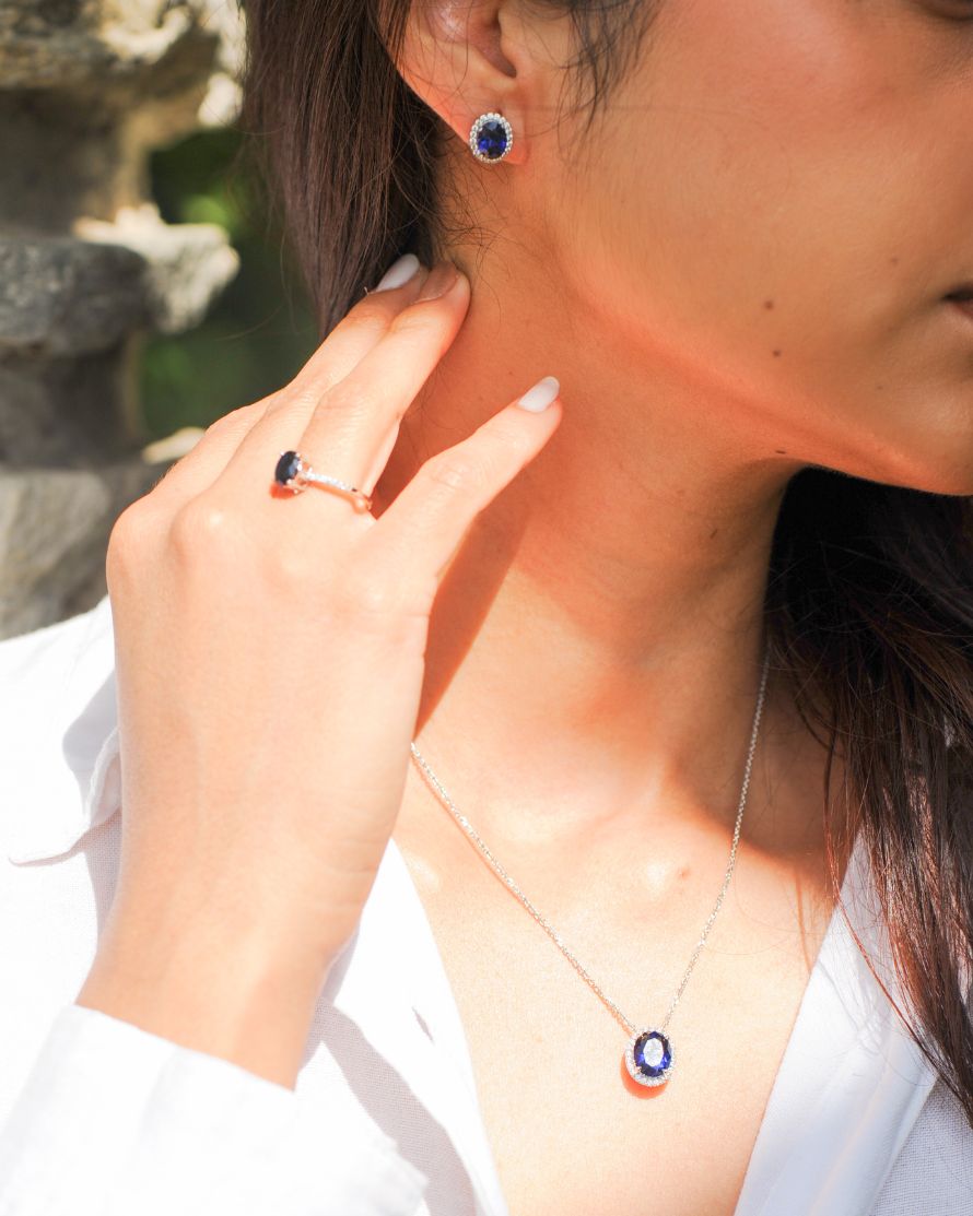Traditional Sapphire Earrings – 925 Silver