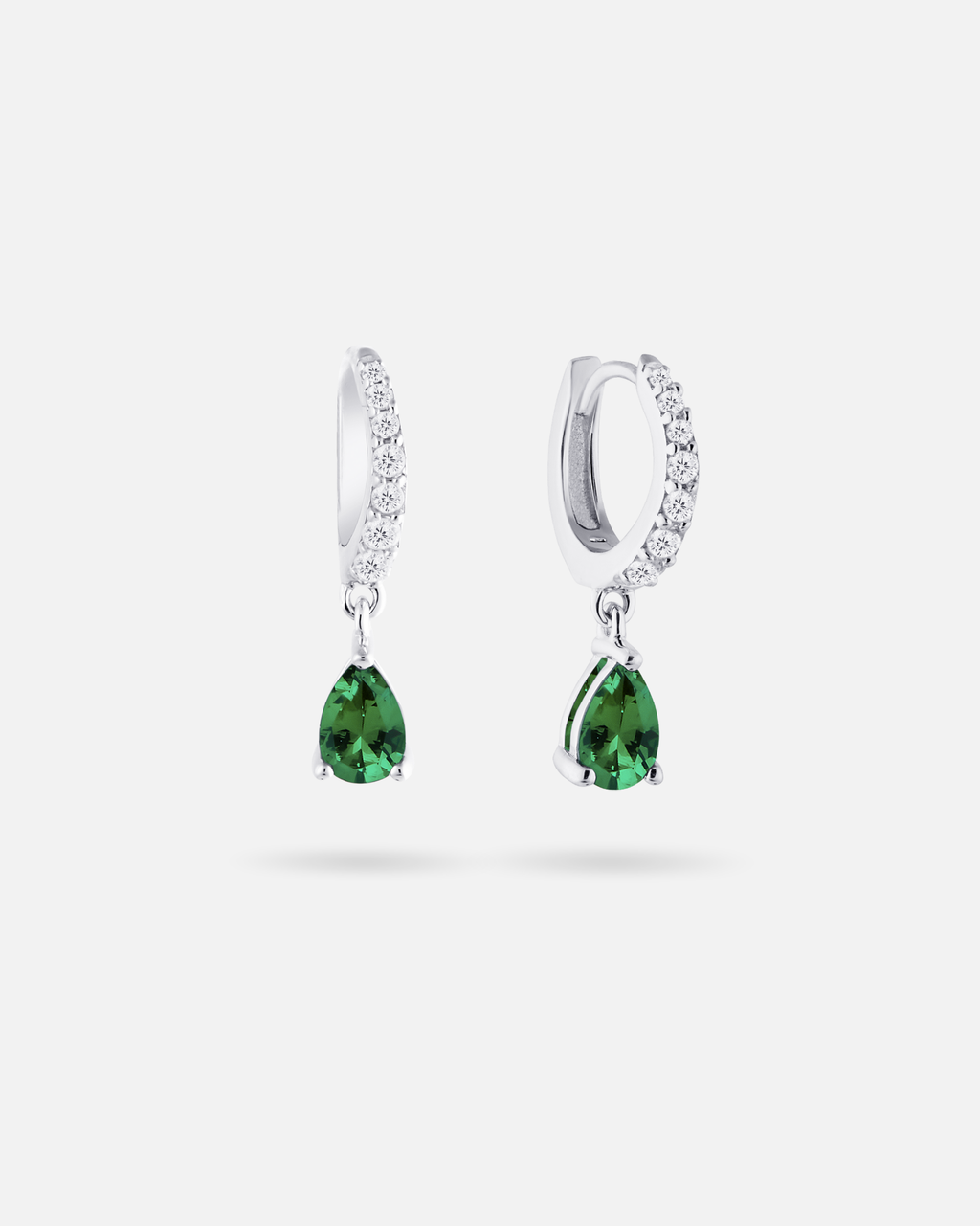 Tradition Emerald Creole Earrings – 925 Silver