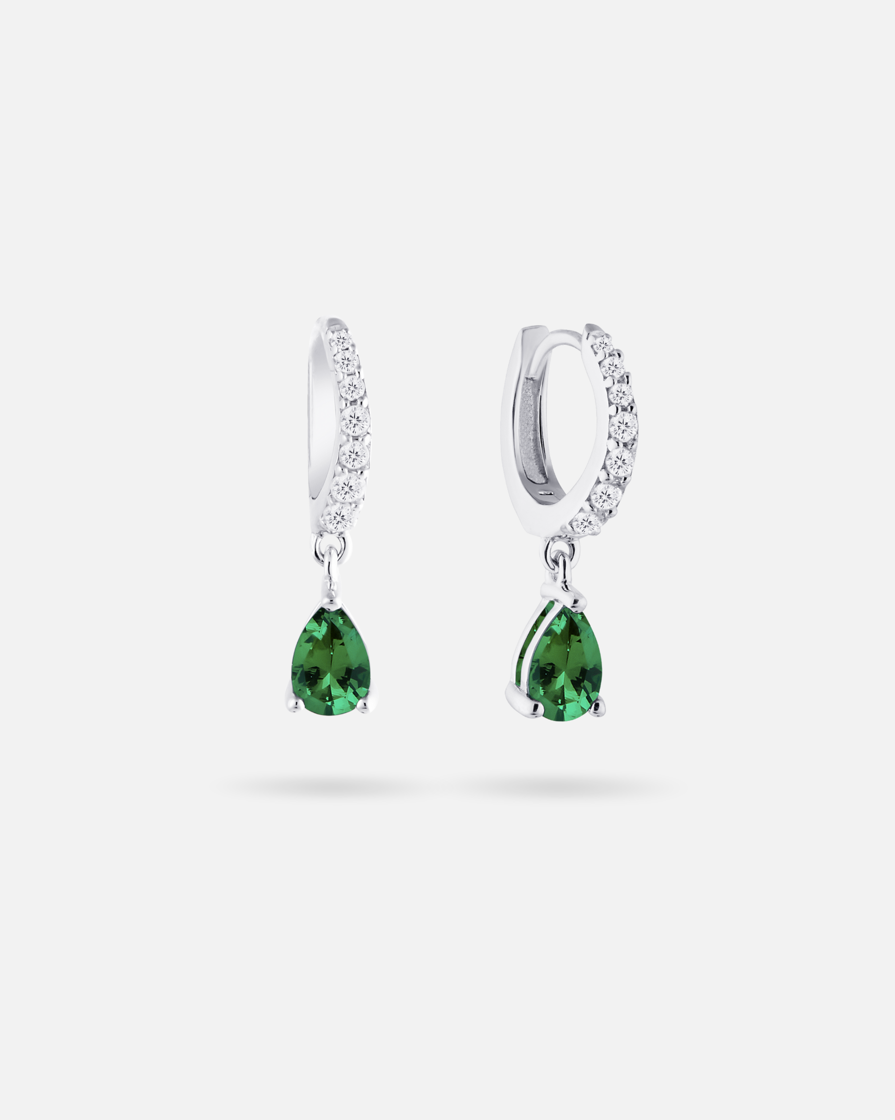 Tradition Emerald Creole Earrings – 925 Silver