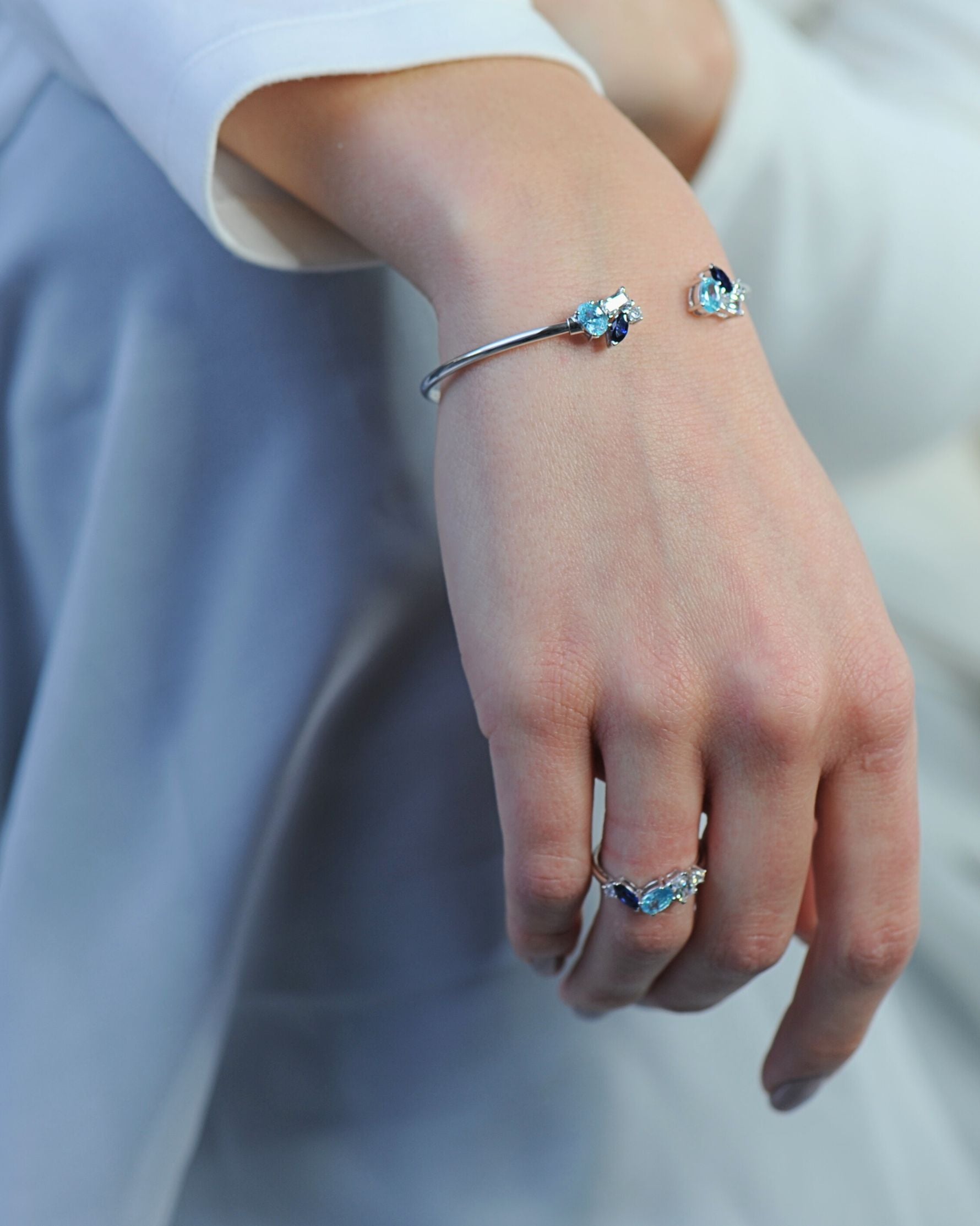 Bracelet Jonc Aquamarine en argent 925