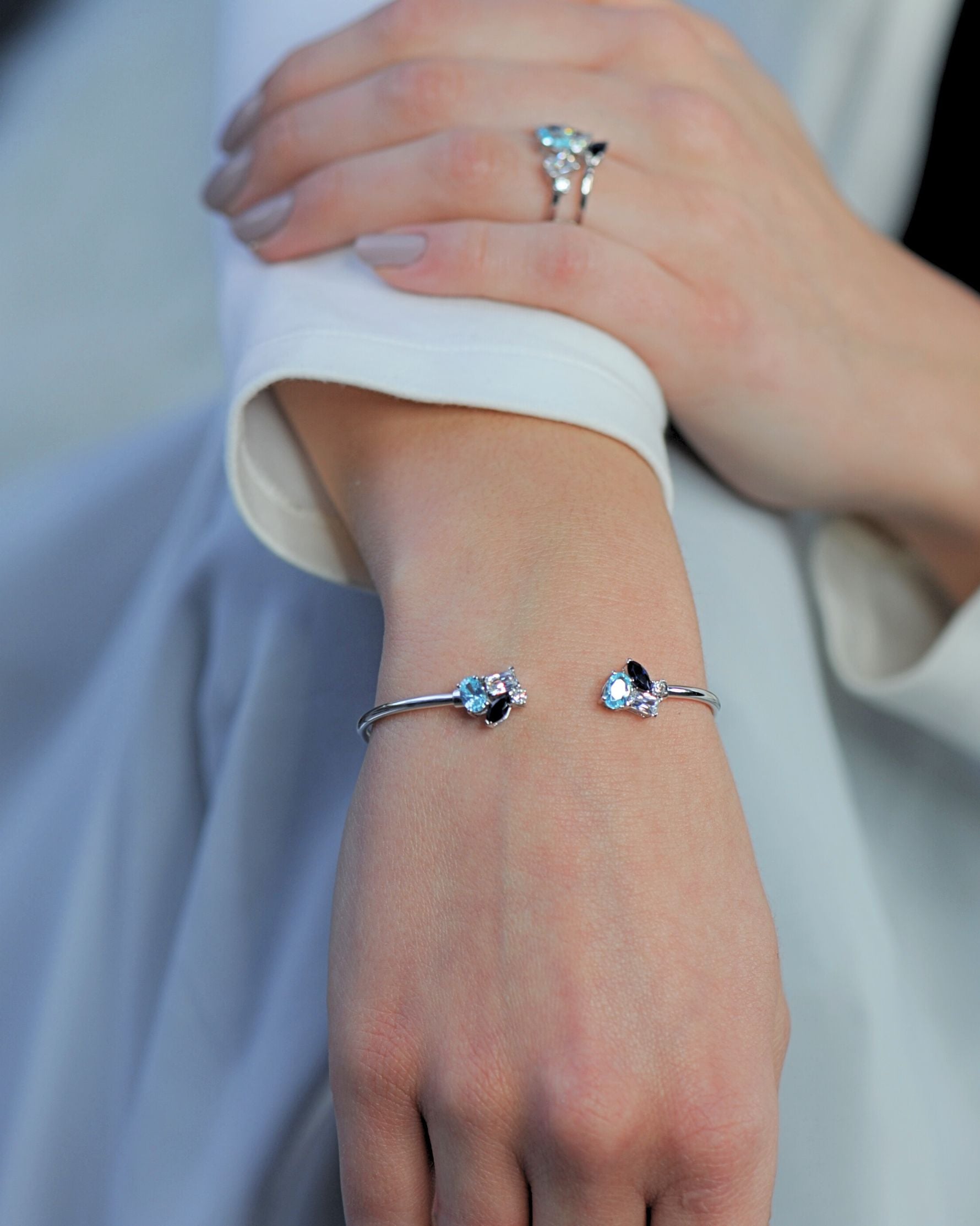 Bracelet Jonc Aquamarine en argent 925