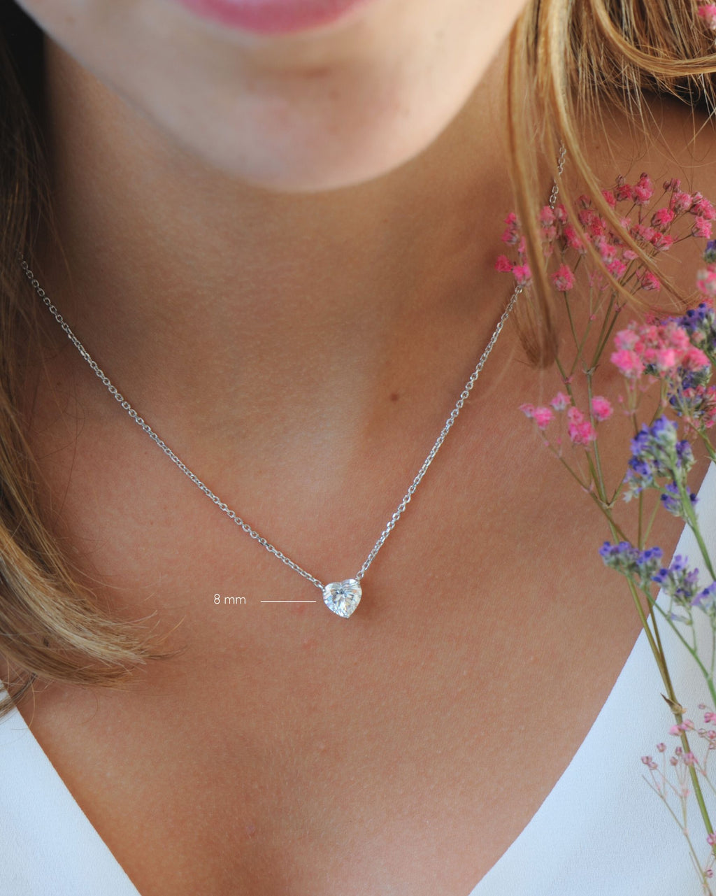 Collier Cœur Solitaire – Chaîne forçat en argent 925 & zirconium