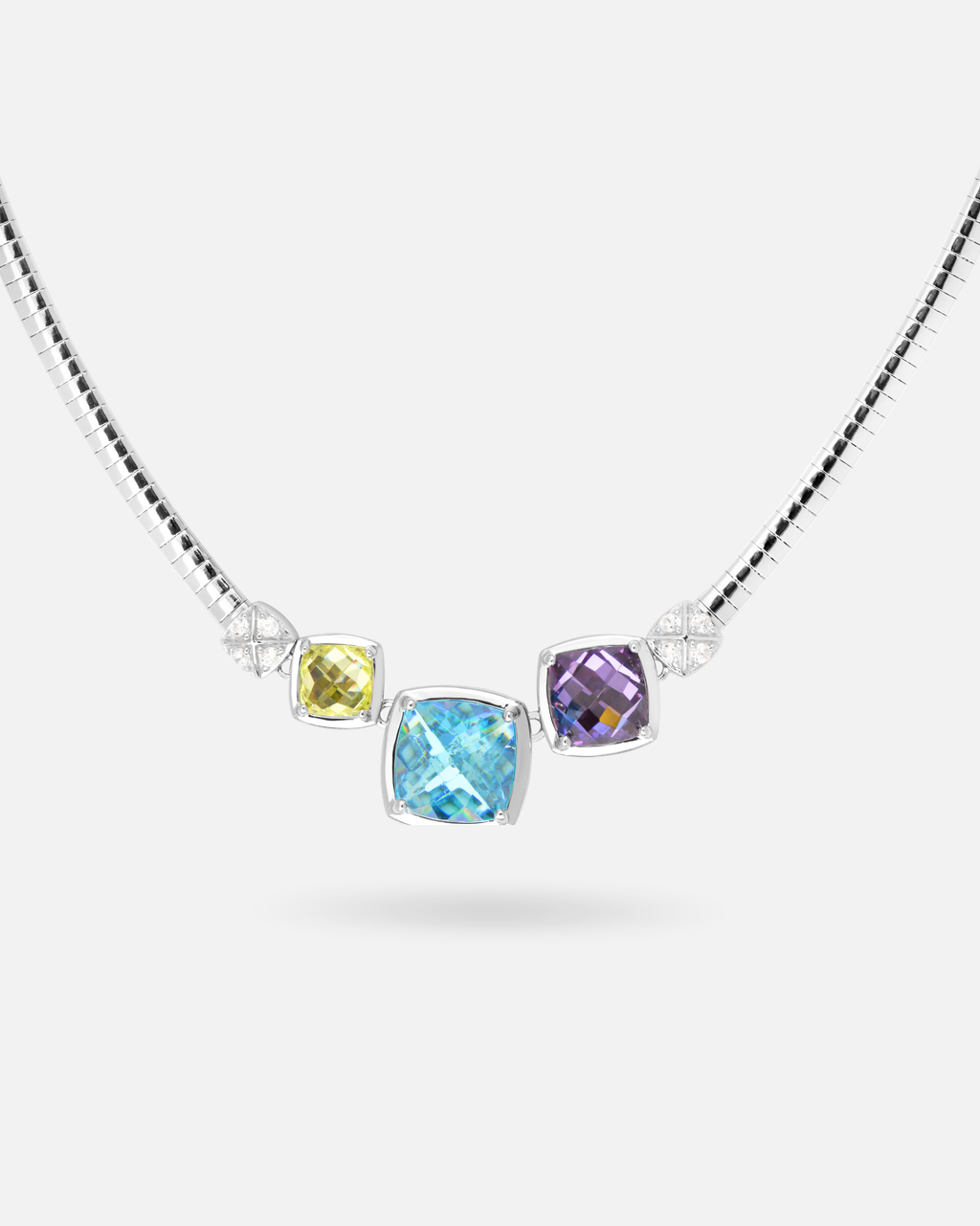 Escapade Necklace - 925 Silver and Tricolor Cubic Zirconia