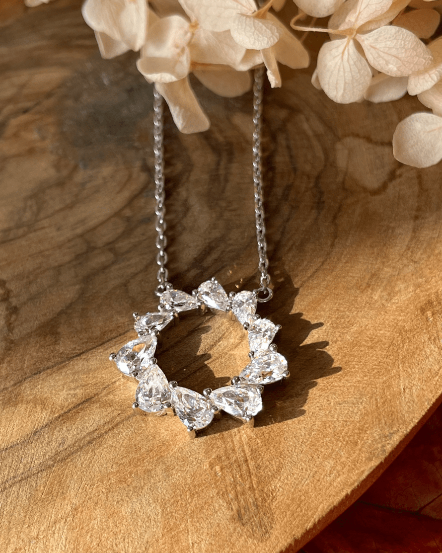 Collier pendentif Halo rond en argent 925