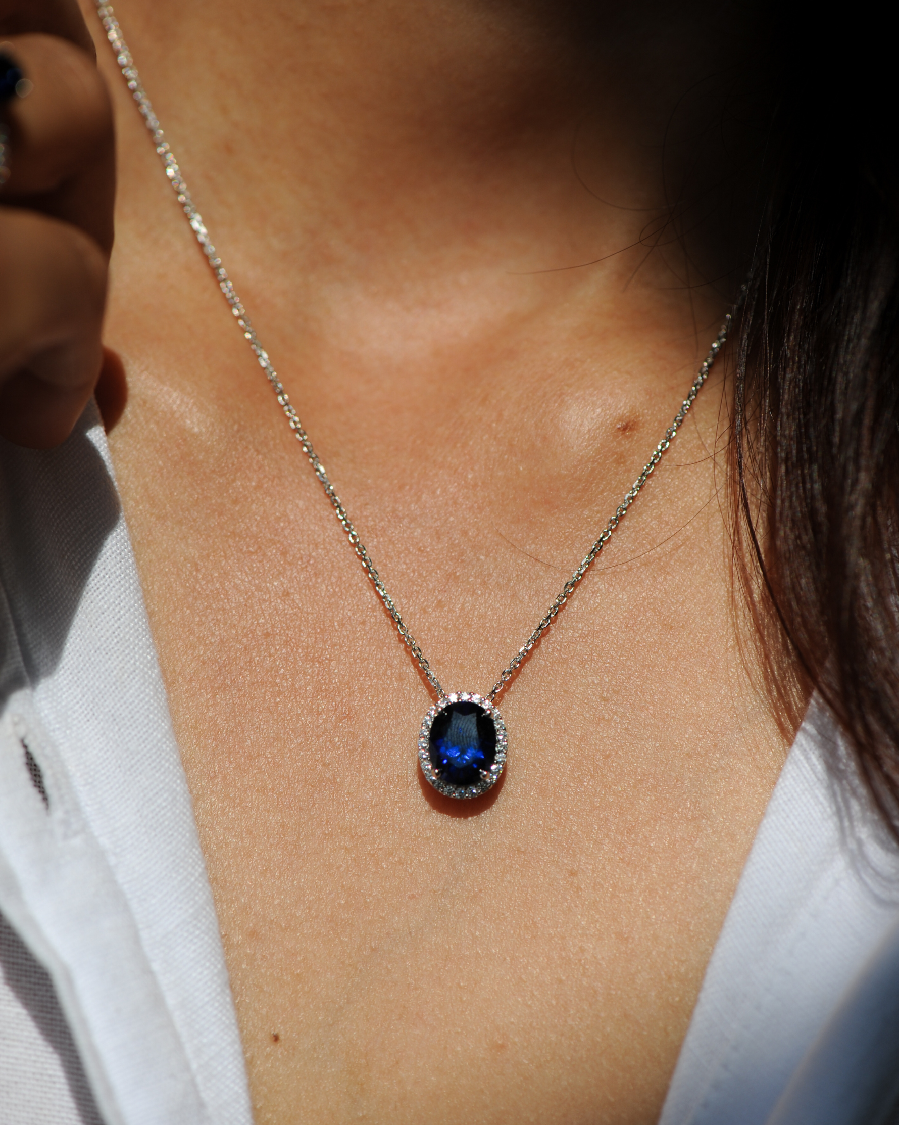 Collier Saphir Tradition en argent 925 rhodié