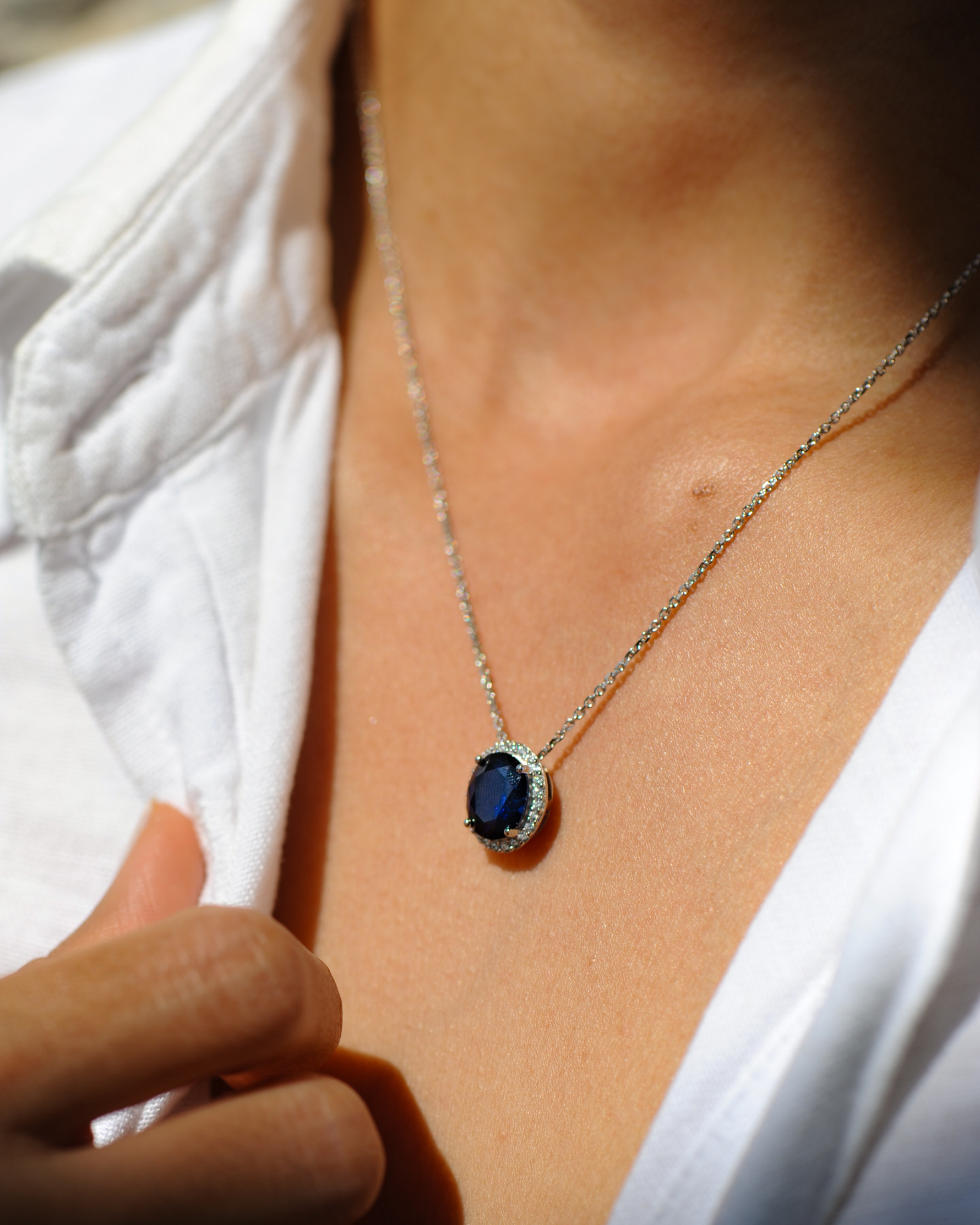 Collier Saphir Tradition en argent 925 rhodié