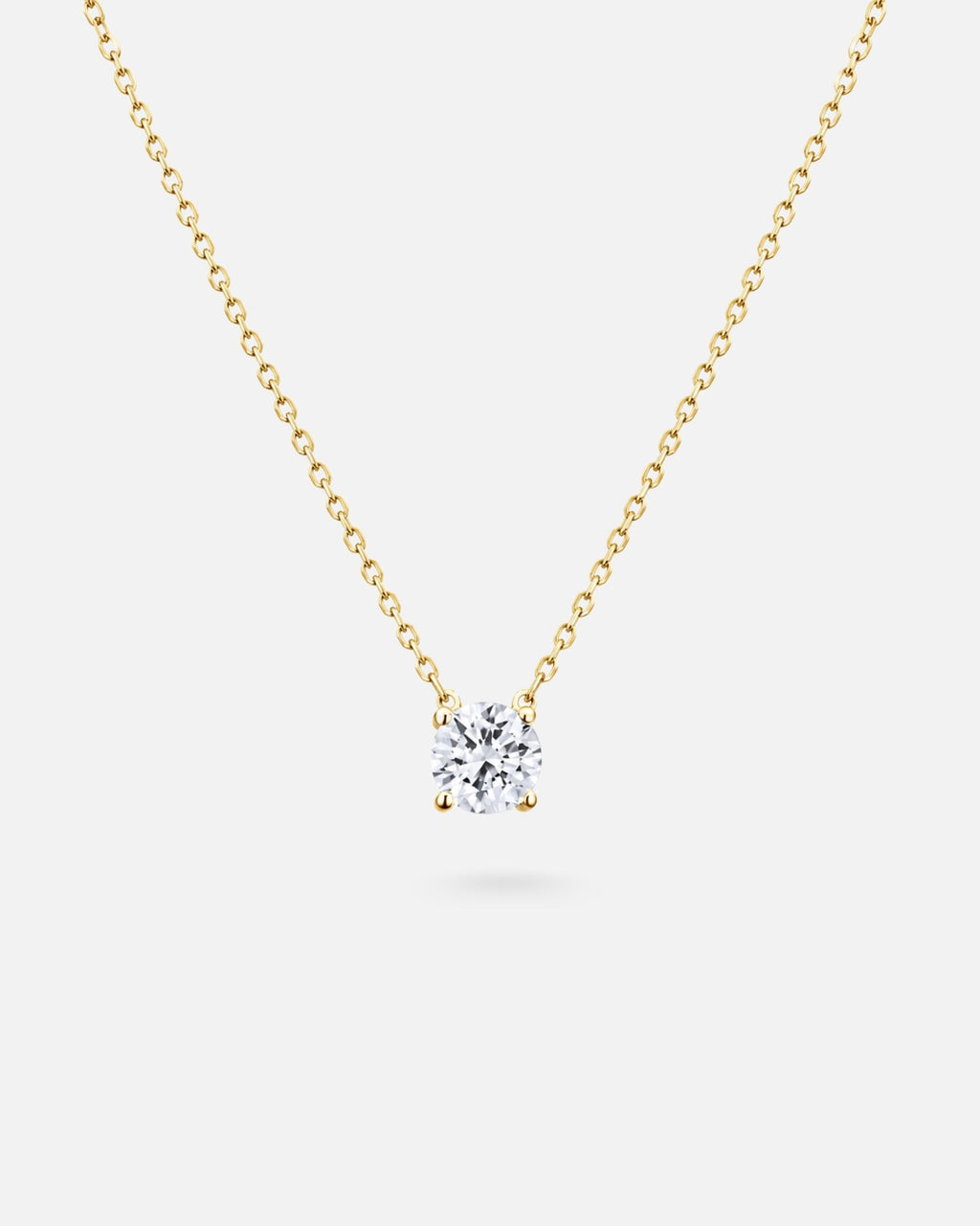 Solitaire Necklace – 925 Silver &amp; Zirconium Curb Chain