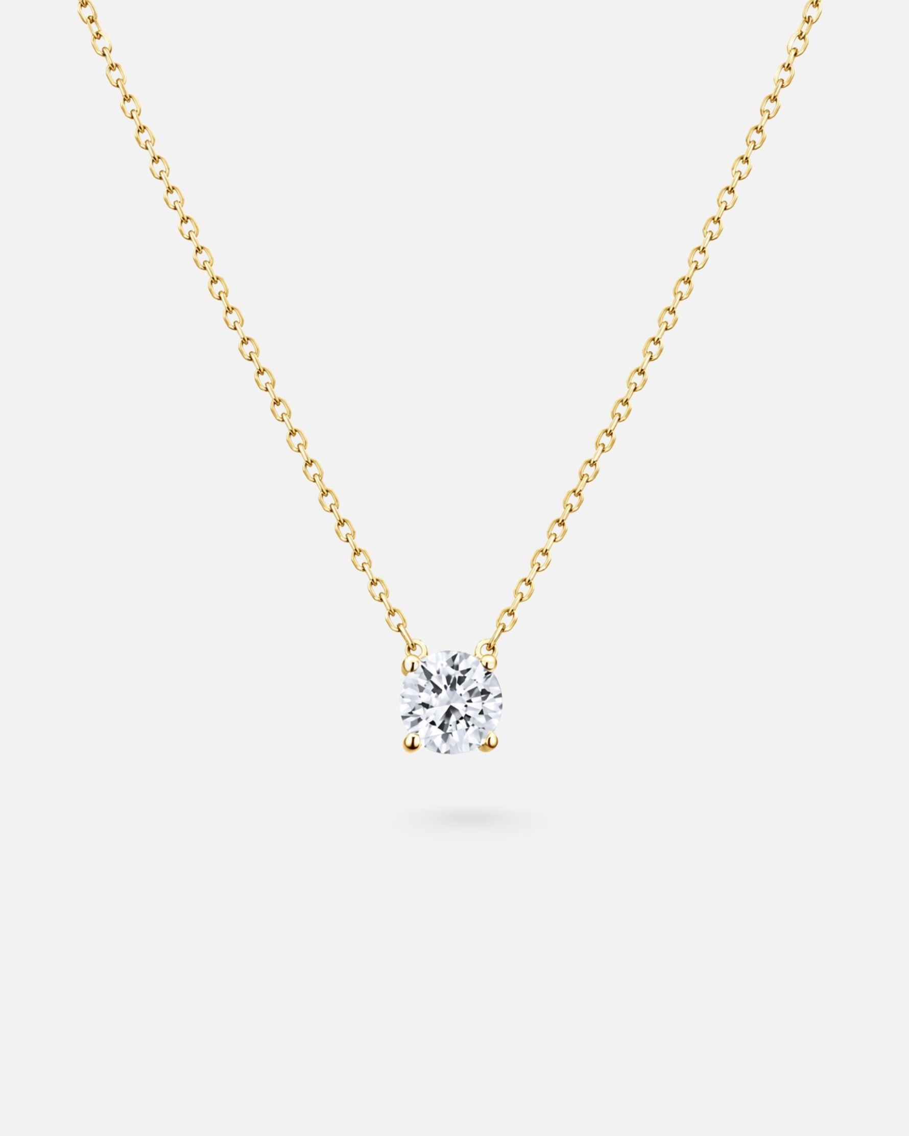 Collier Solitaire – Chaîne forçat en argent 925 & zirconium