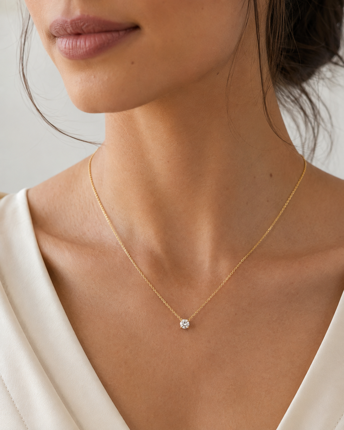 Collier Solitaire – Chaîne forçat en argent 925 & zirconium