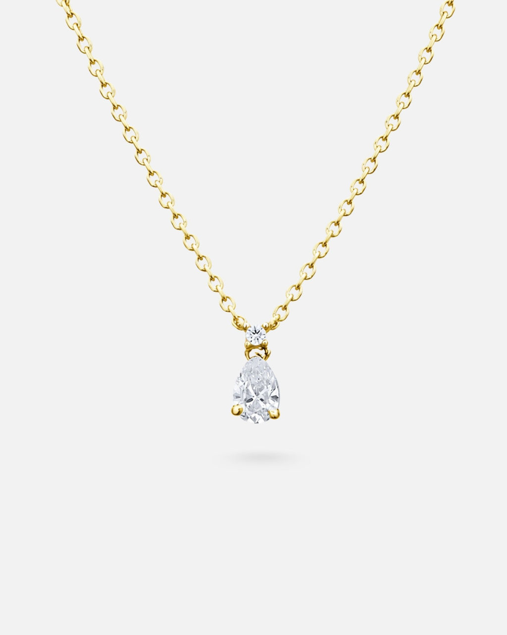 Solitaire Necklace – Rhodium-plated 925 silver, pear-shaped zirconium