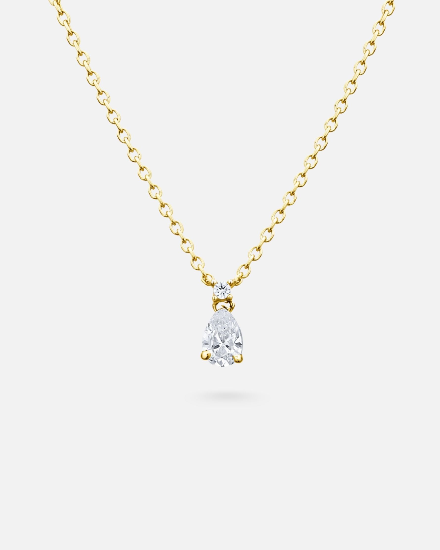 Solitaire Necklace – Rhodium-plated 925 silver, pear-shaped zirconium