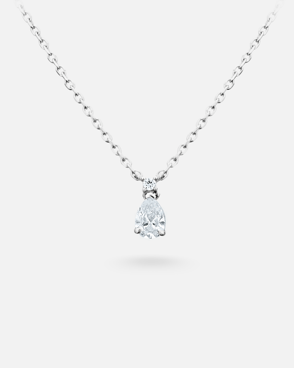 Collier Solitaire en argent 925 rhodié, zirconium taille poire
