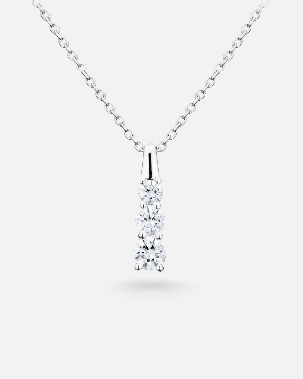 Collier Tradition en argent 925, pendentif 3 zirconiums brillants