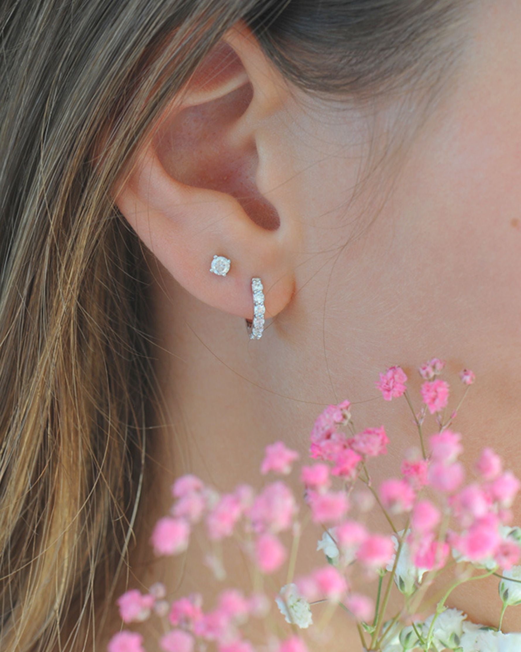 Tradition hoop earrings – 925 silver, zirconium