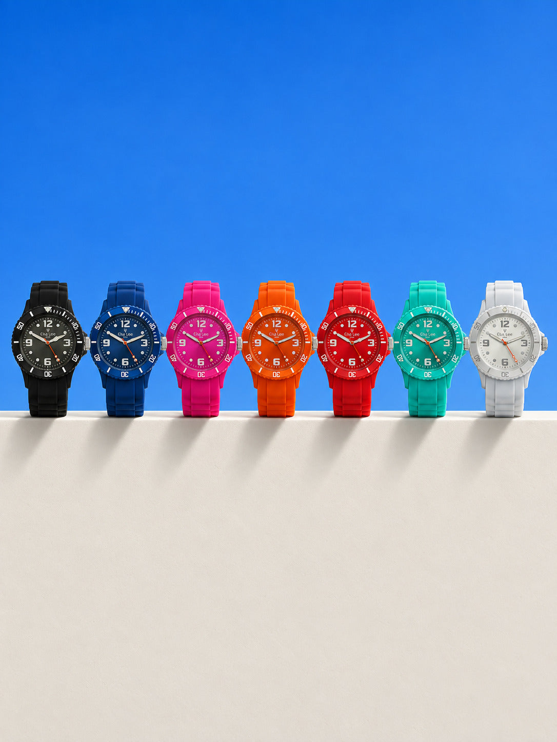 Montre Elsa Lee blanche – Bracelet silicone et lunette tournante
