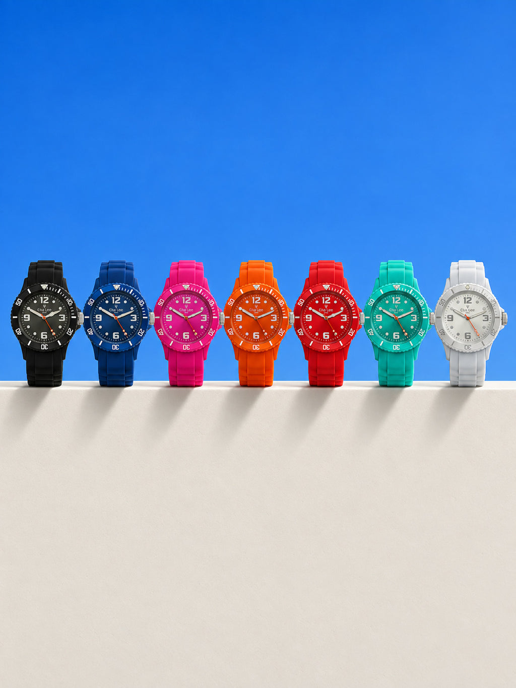 Montre Elsa Lee rouge – Bracelet silicone et lunette tournante