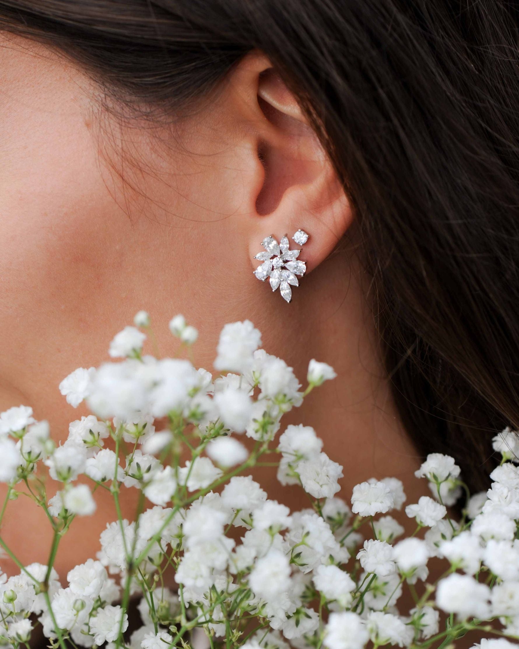 Puces d’oreilles en argent 925 Fleur des Neiges