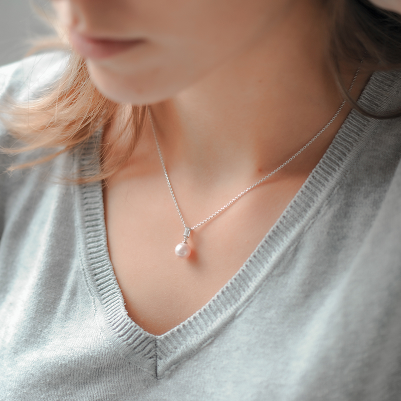 Collier perle rose en argent