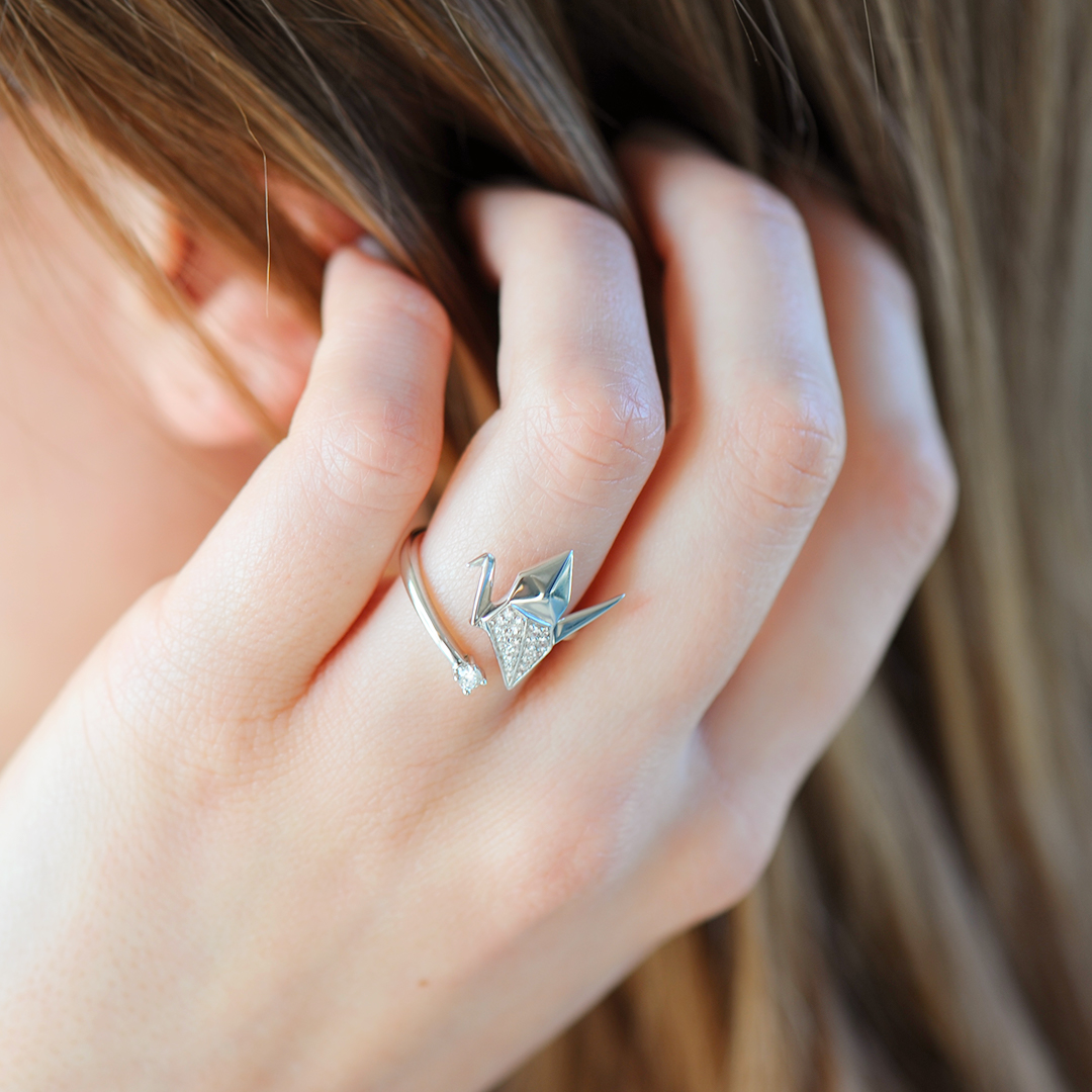 bague argent origami