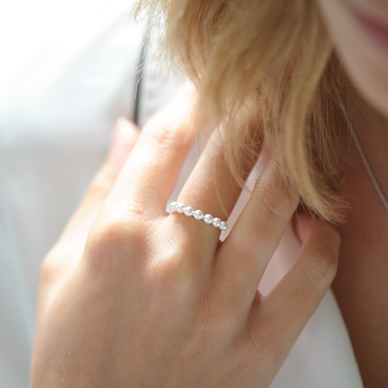 Bague perle blanche argent